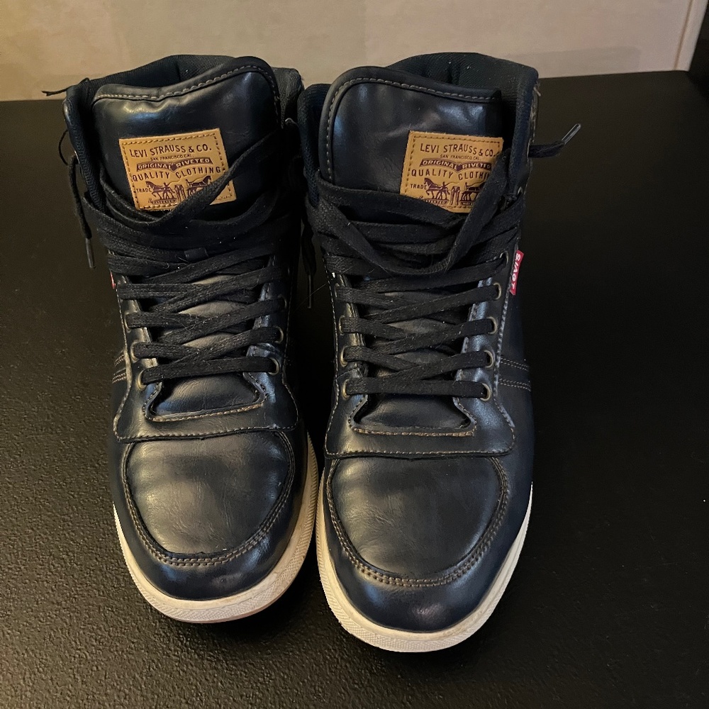 LEVI STANTON BURNISH MEN’s  BLUE LACE UP HIGH-TOP  CASUAL SNEAKER BOOT